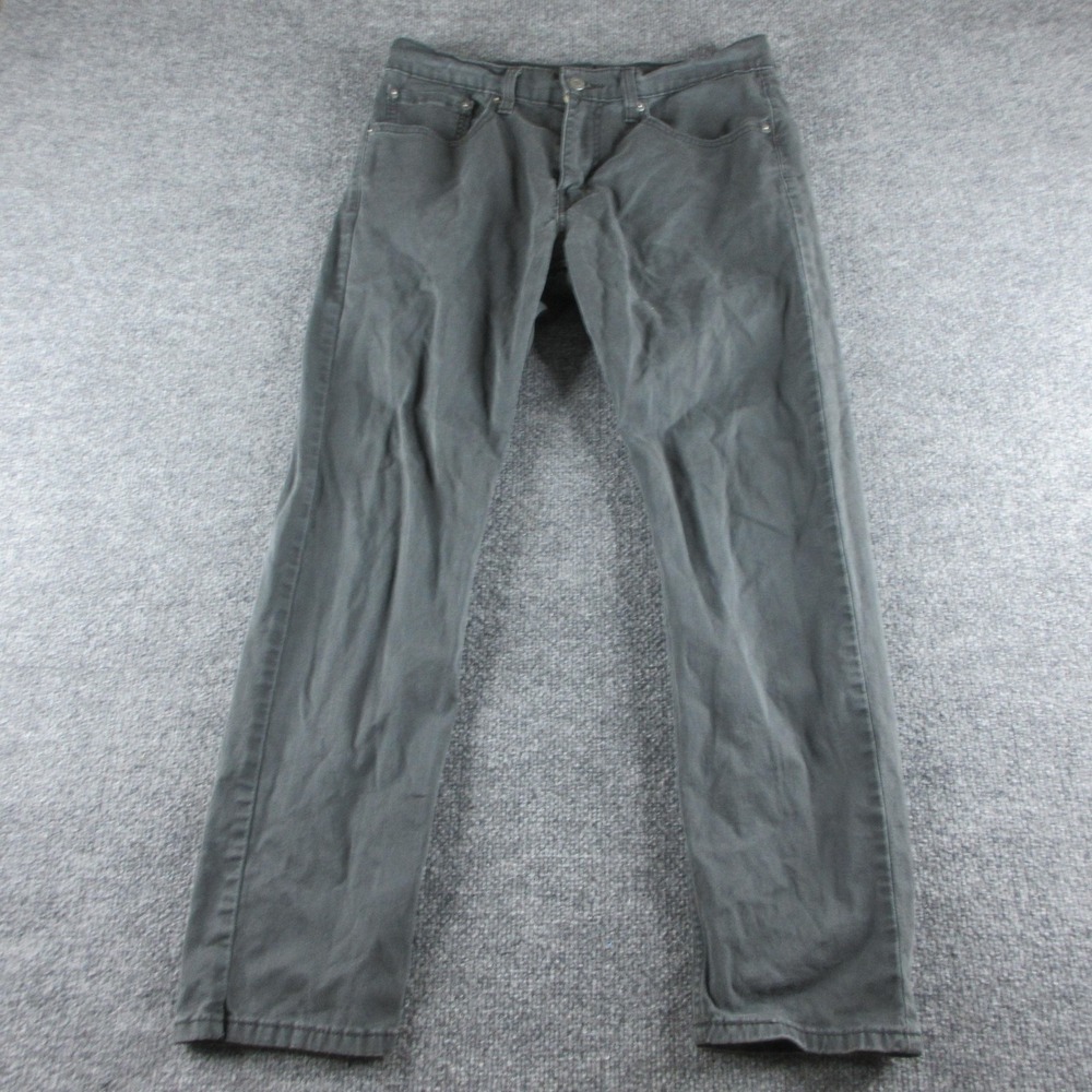 Levis 502‎ Jeans Mens 31x28 Gray Regular Taper Medium Wash Stretch Denim